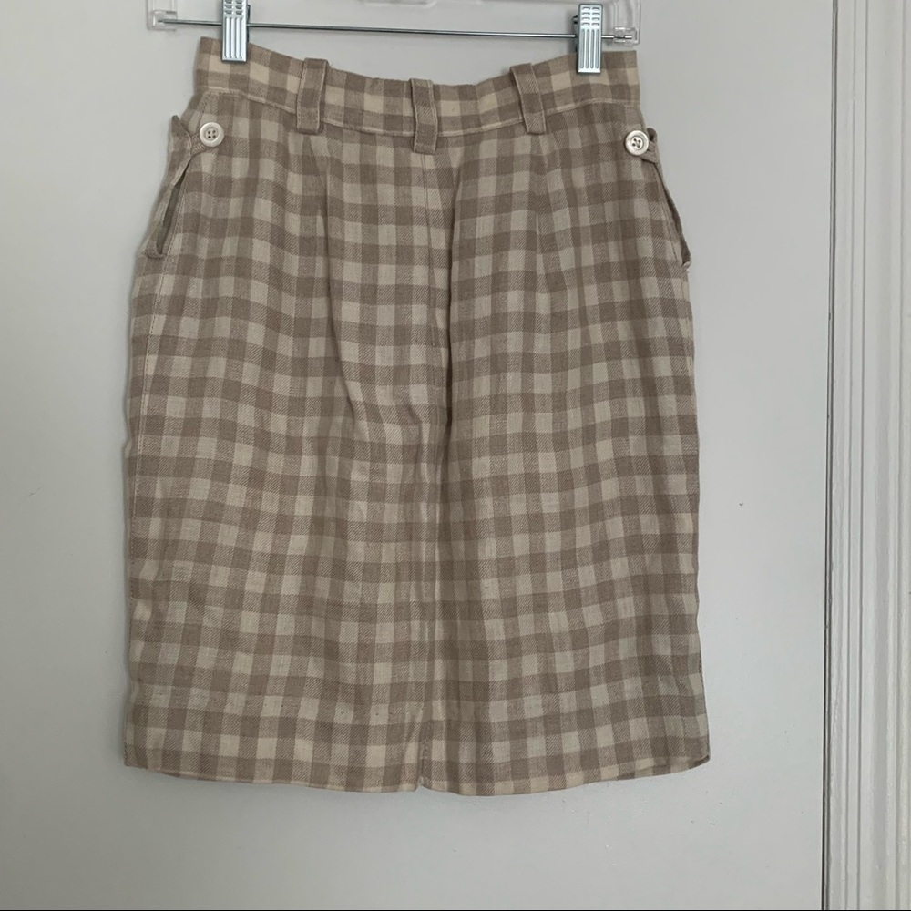 Vintage Linen Plaid skirt - Picture 2 of 7